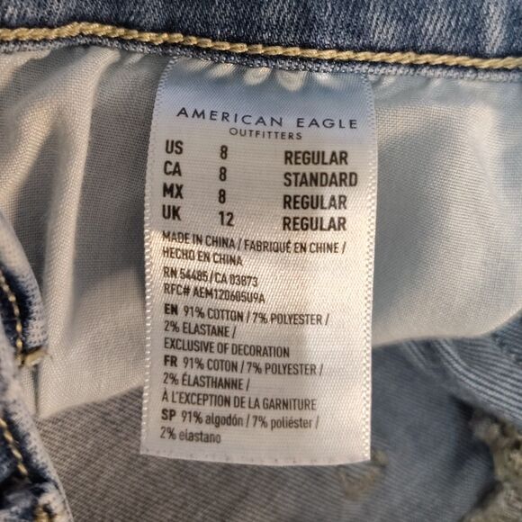 American Eagle Highest Rise Jegging Crop Jeans Women’s Size 8 Raw Hem Denim - Picture 7 of 7
